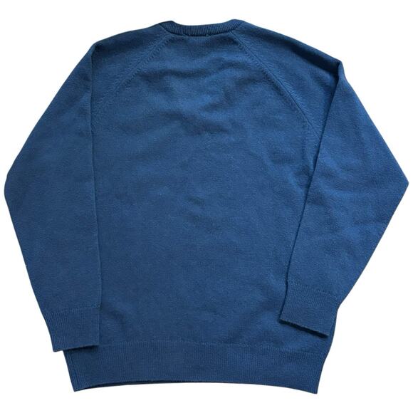 Vtg Edinburgh Woolen Mill Shetland Wool Cornflower Blue V Neck Sweater Large - Picture 4 of 5